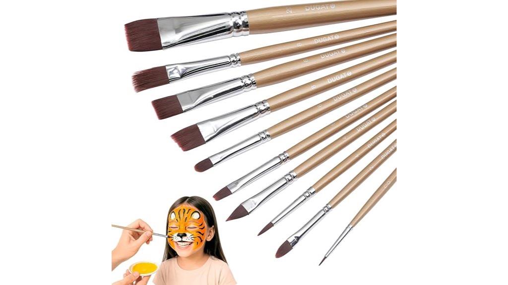 10 piece face paint brush set