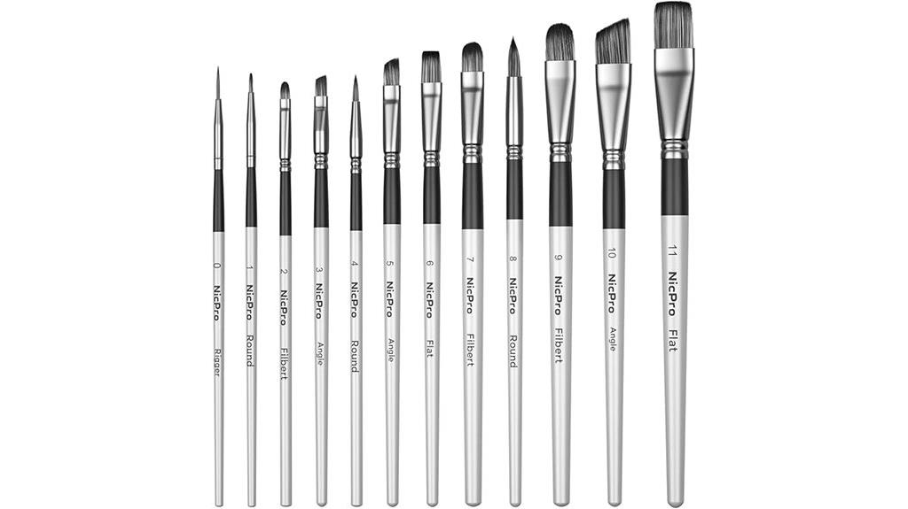 12 piece multi medium brush set