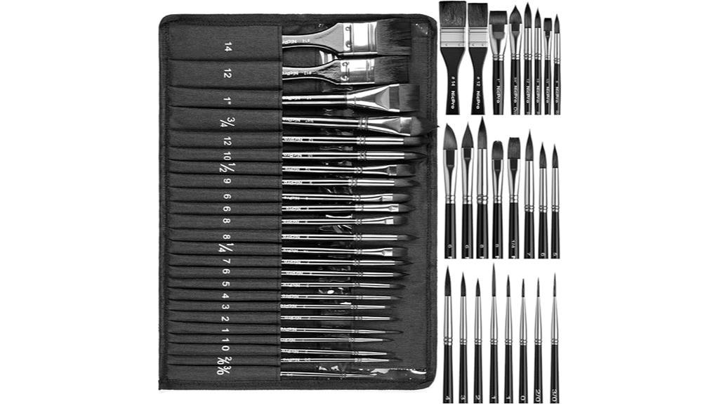 24 piece synthetic squirrel brushes