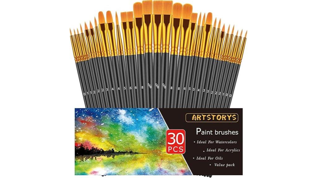 30 piece painting brushes