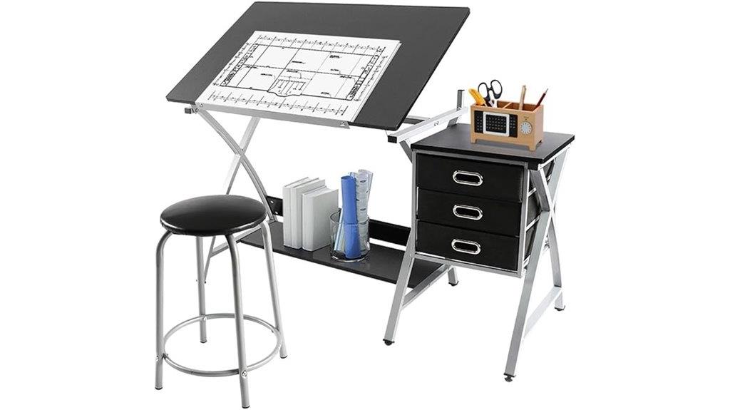 adjustable drafting desk storage