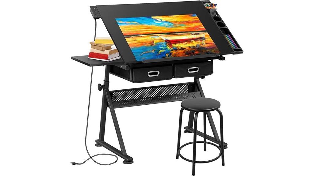 adjustable drafting table with storage