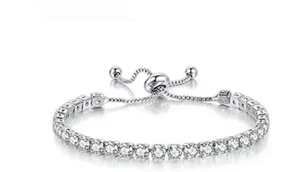 adjustable silver tennis bracelet