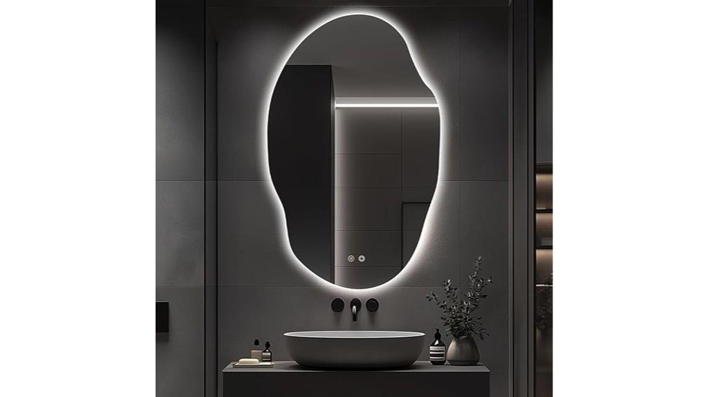 asymmetrical led bathroom mirror