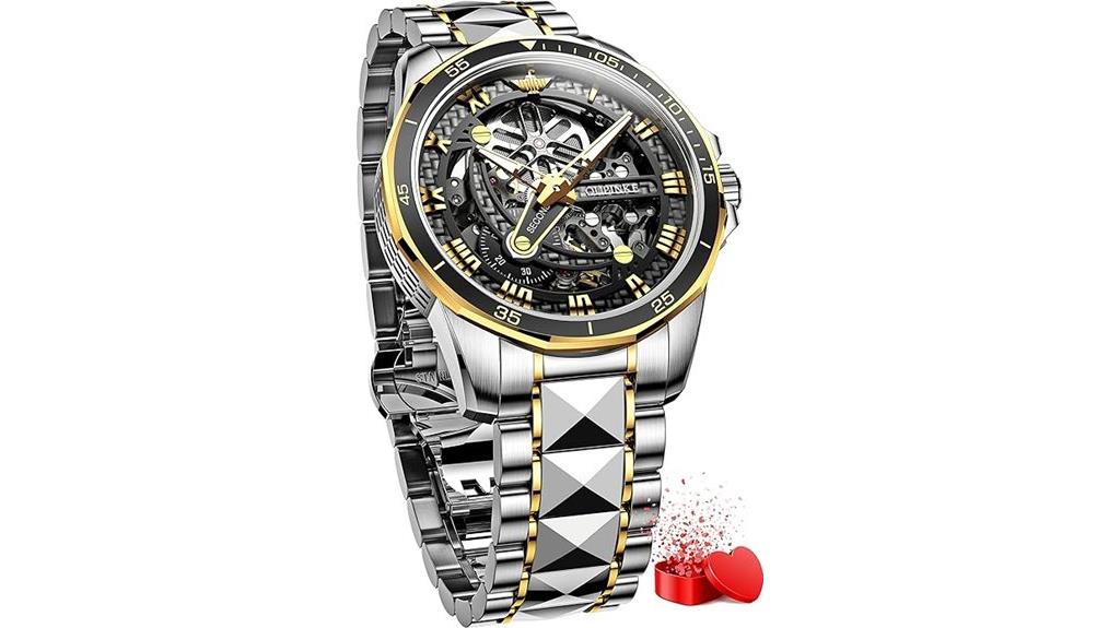 automatic skeleton waterproof watch