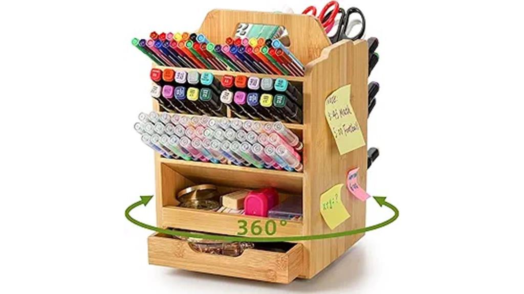 bamboo pen holder organizer