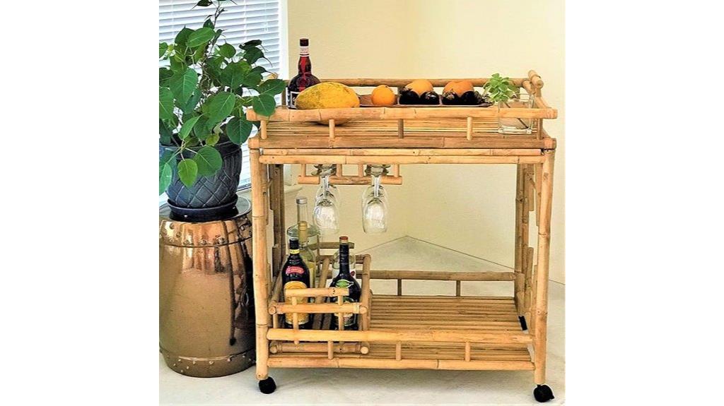 bamboo serving cart