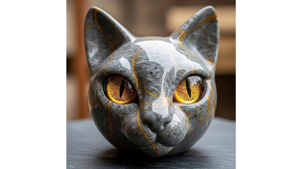 black cat head statue