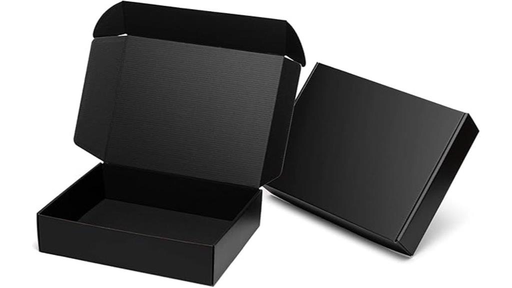 black corrugated shipping boxes