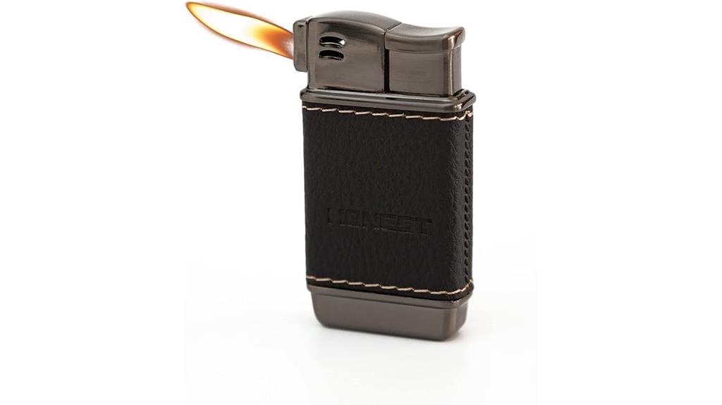 black leather refillable pipe lighter