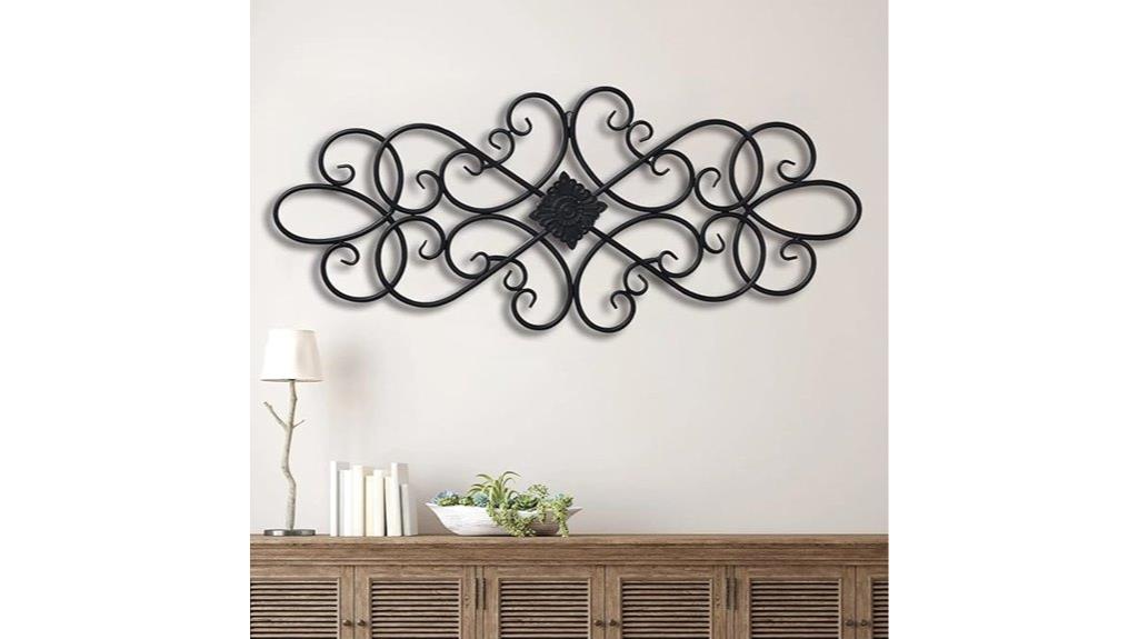 black wrought iron flower art