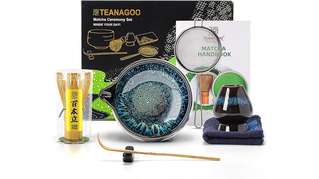 blue 7 piece matcha whisk