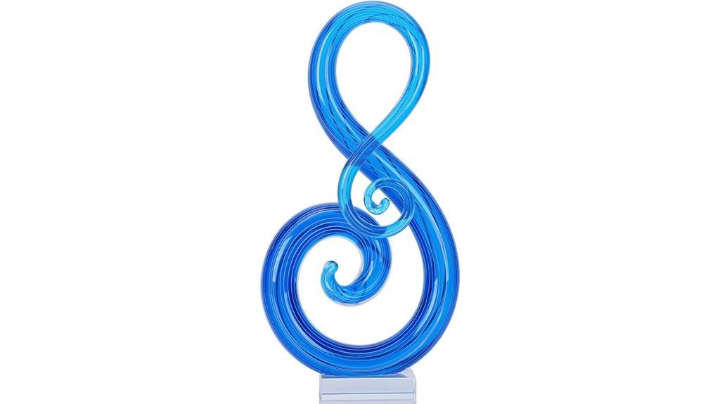 blue hand blown glass sculpture