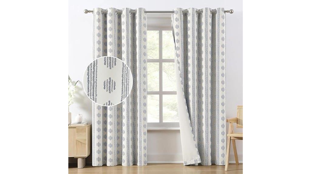 blue striped cotton curtains