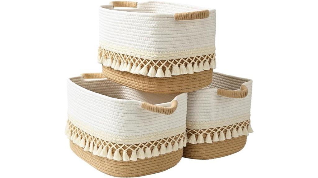 boho cotton rope baskets