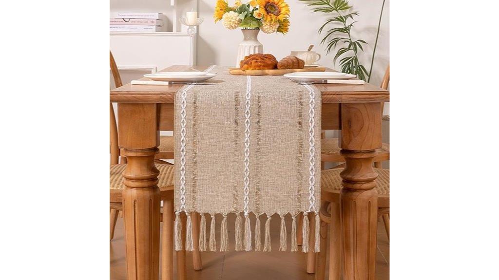 boho linen table runner