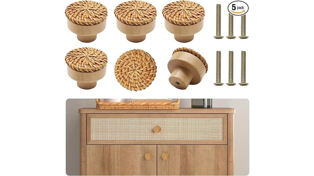 boho rattan cabinet knobs