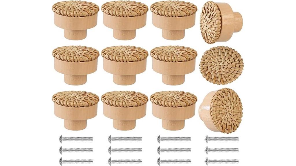 boho rattan drawer handles