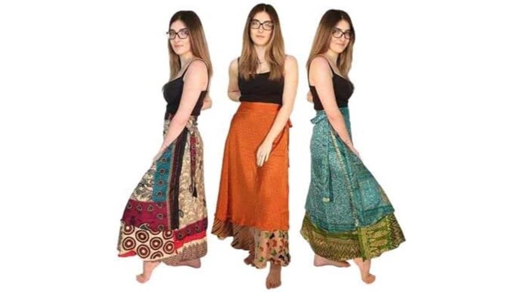 boho silk wrap skirts