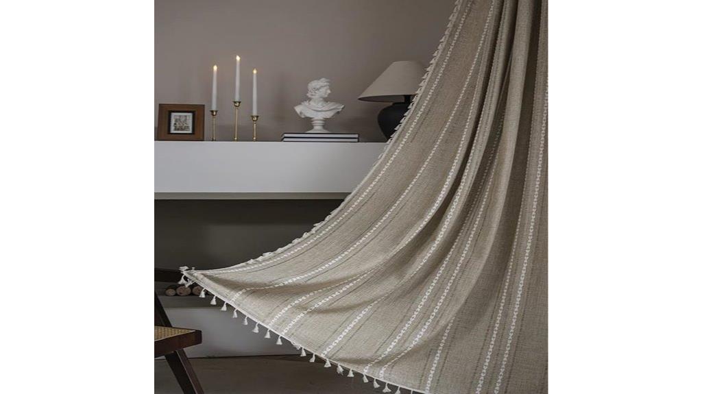 boho tan striped curtains