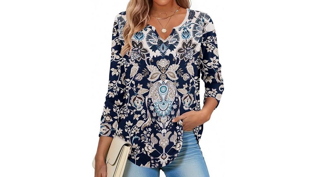 boho v neck long sleeve