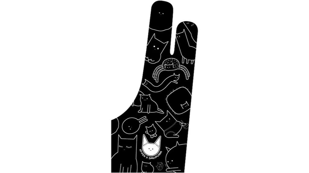 cat print drawing glove