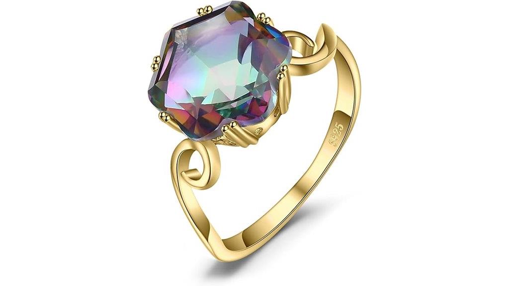 colorful rainbow quartz ring