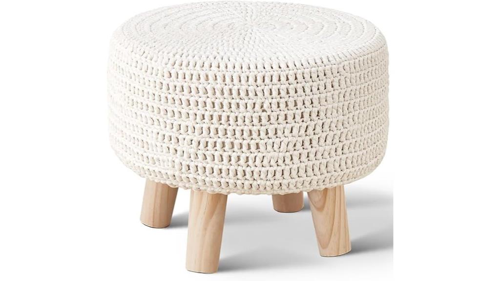 cotton knitted ottoman with legs