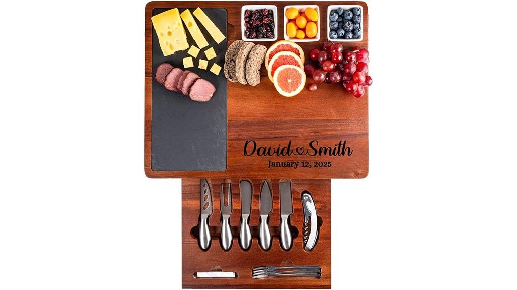 customized acacia cheese platter