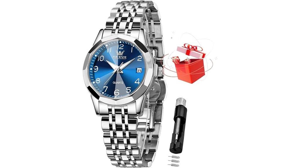 diamond leather waterproof watch