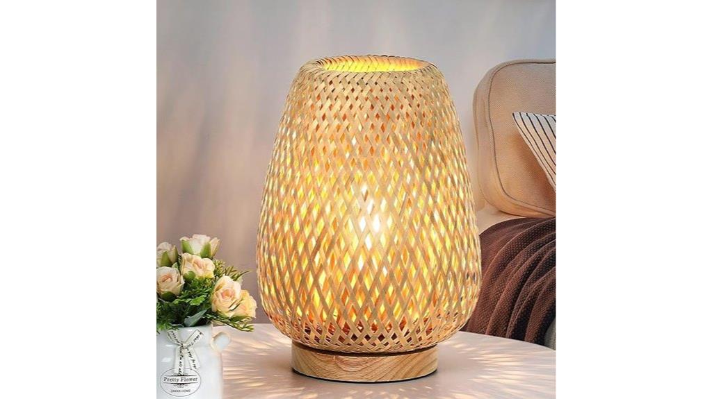 dimmable rattan nightstand lamp