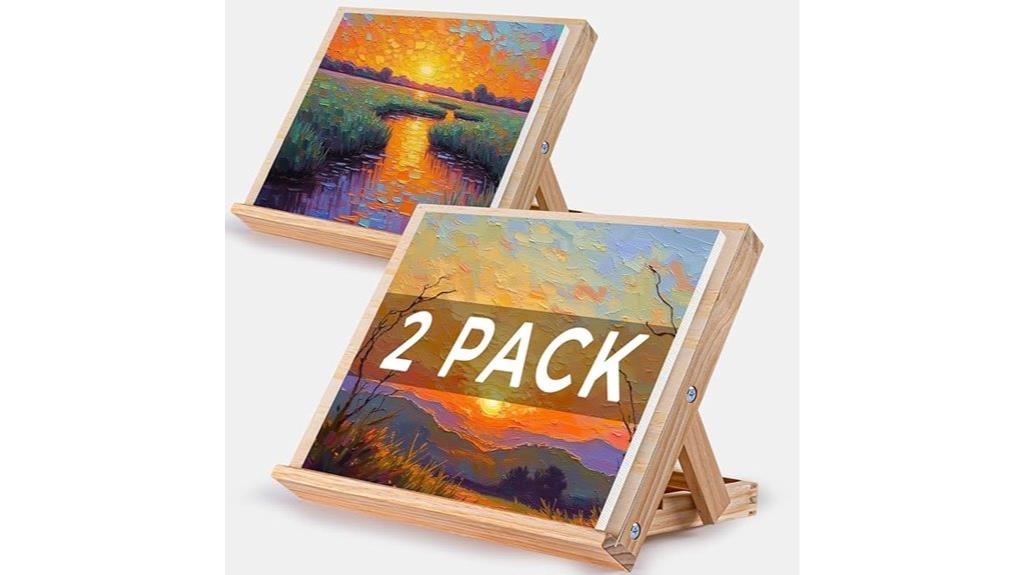 double wooden art stands