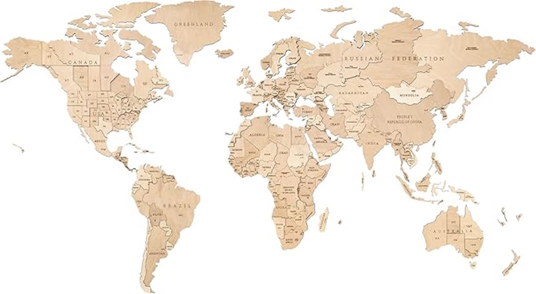 eco friendly wooden world map