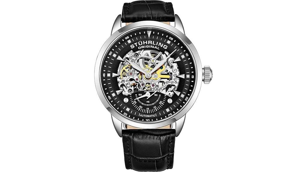 elegant automatic skeleton watch