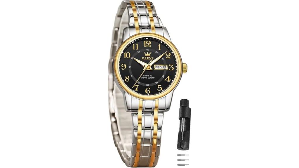 elegant waterproof two tone watch