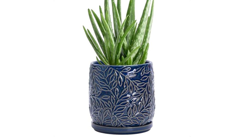 embossed leaves stoneware