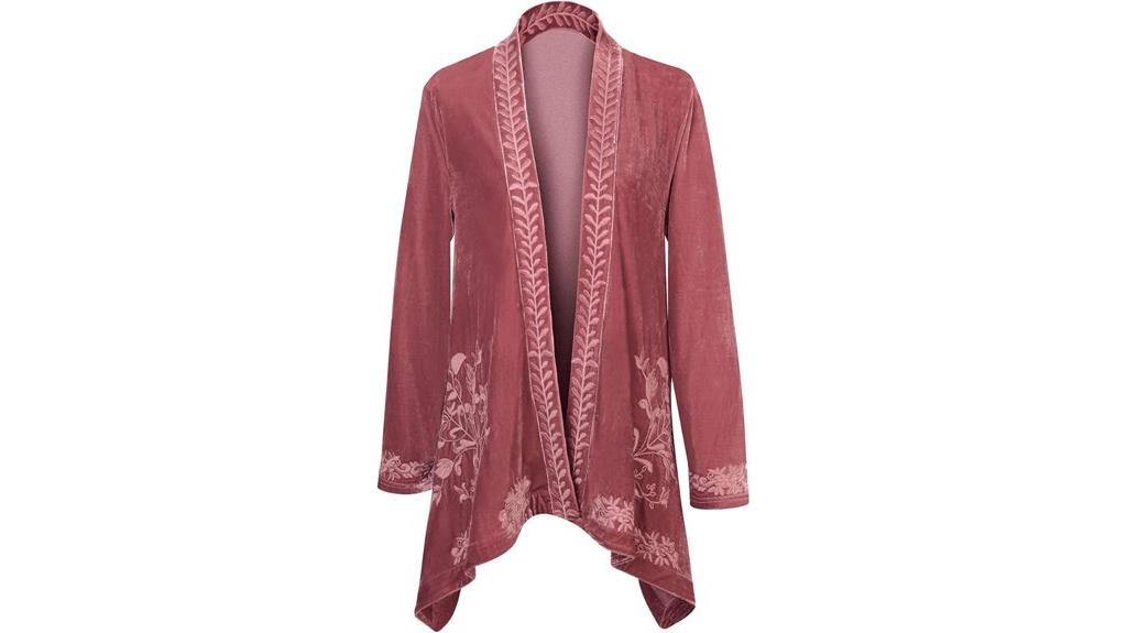 embroidered velvet kimono blazer