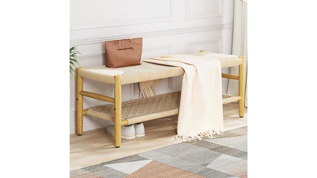 entryway bench with mesh shelf