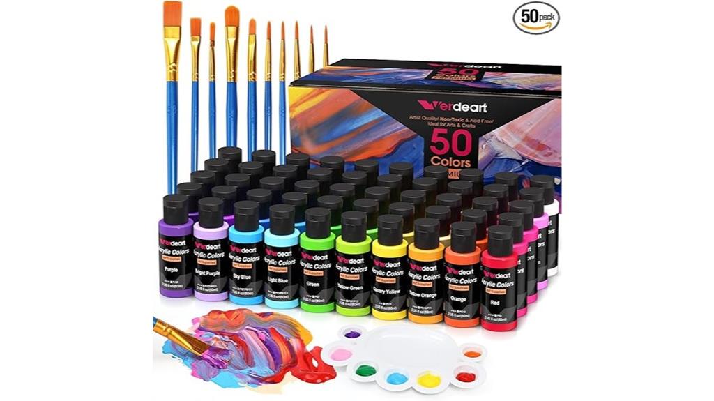 fifty color acrylic paint set