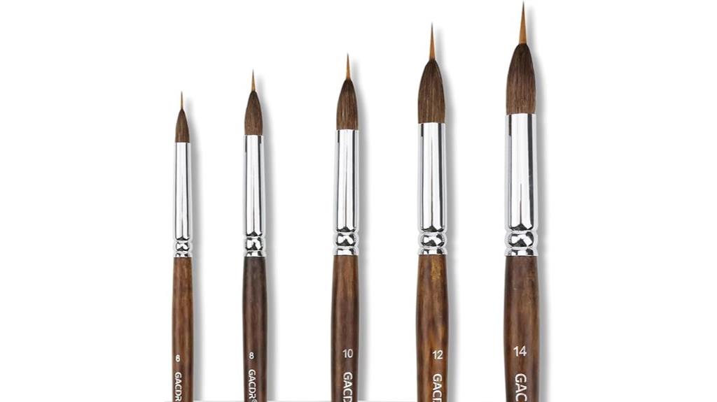 five piece watercolor brushes