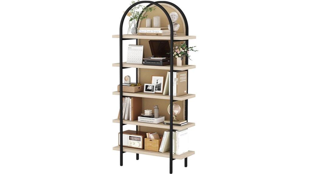 five tier arched bookcase