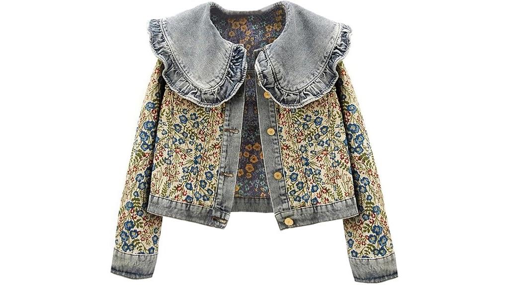 floral embroidered denim jacket