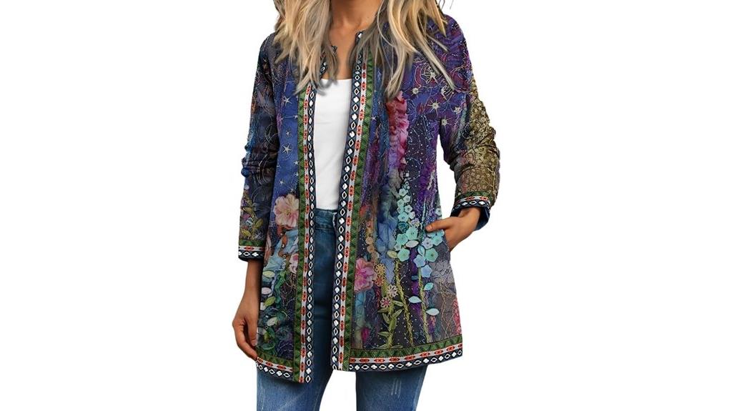 floral long sleeve coat