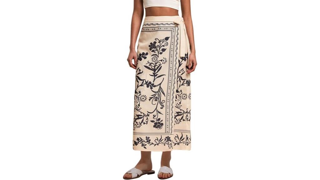 floral wrap midi skirt