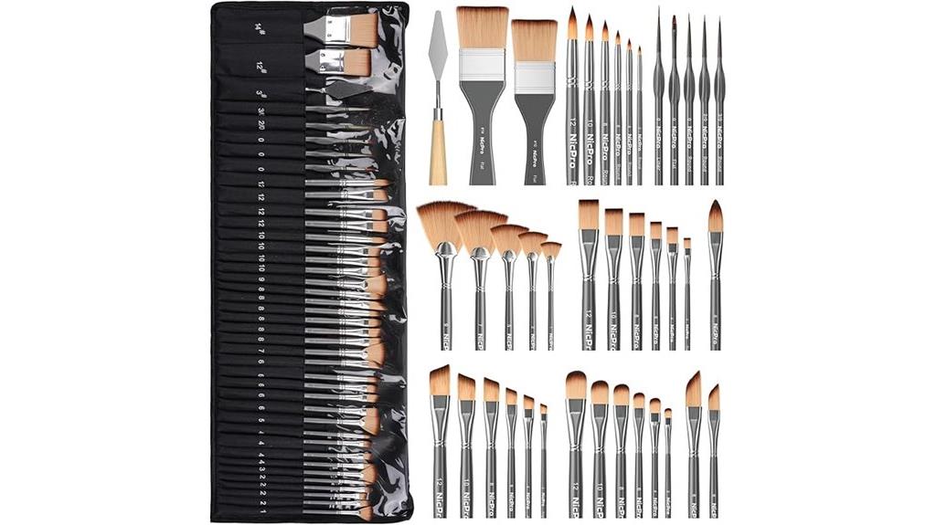 forty piece artist paint brushes