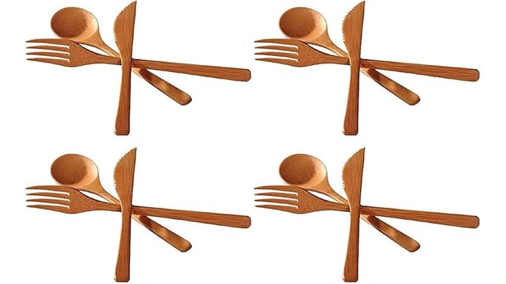 four pack bamboo utensil sets