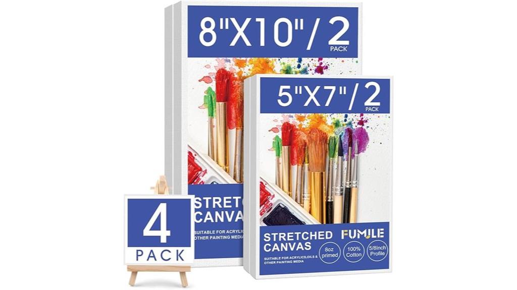 four pack stretched canvases