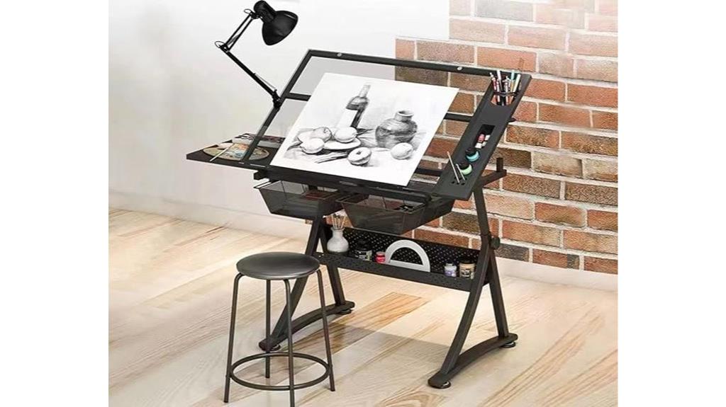 glass top art desk