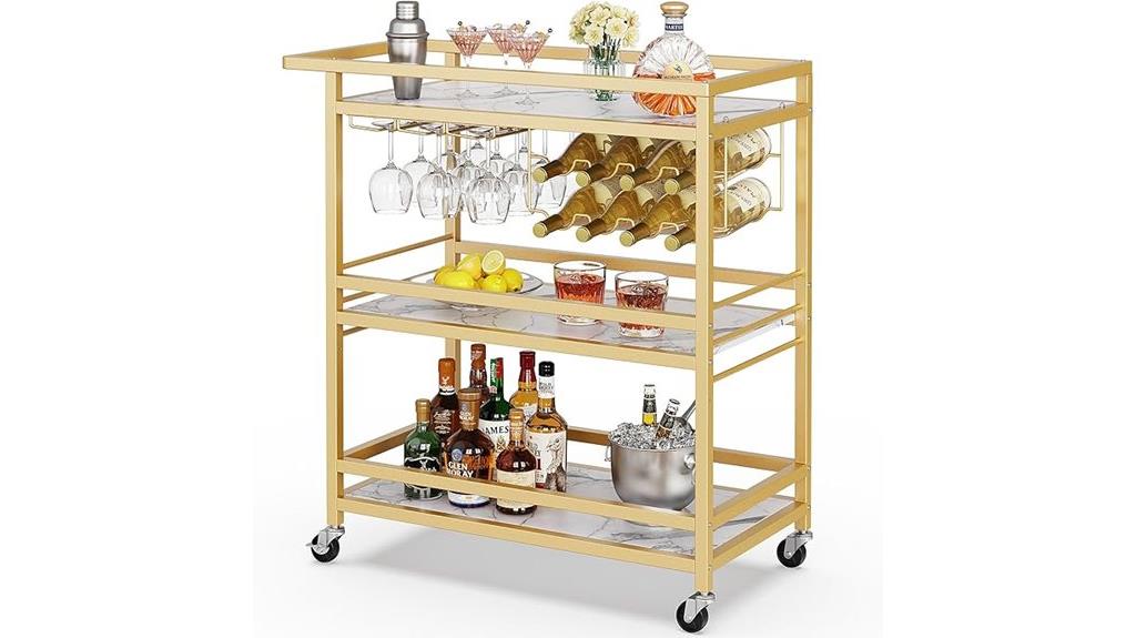 gold bar cart wheels