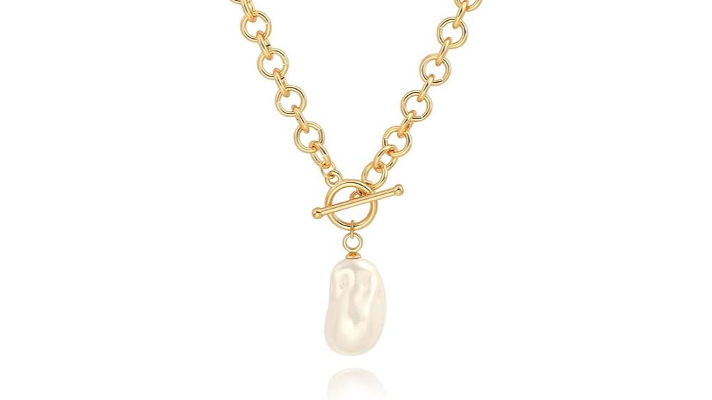 gold chain necklace with pearl